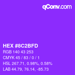 颜色代码: HEX #8C2BFD | qconv.com