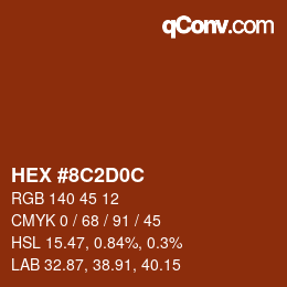 Color code: HEX #8C2D0C | qconv.com