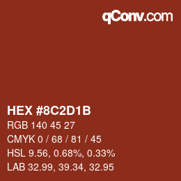 カラーコード: HEX #8C2D1B | qconv.com