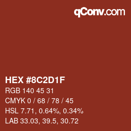 Color code: HEX #8C2D1F | qconv.com