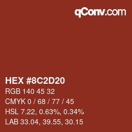 Color code: HEX #8C2D20 | qconv.com