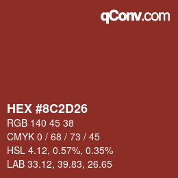 Color code: HEX #8C2D26 | qconv.com