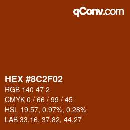 Color code: HEX #8C2F02 | qconv.com