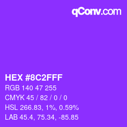 Farbcode: HEX #8C2FFF | qconv.com
