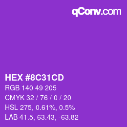 Color code: HEX #8C31CD | qconv.com