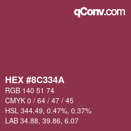 Color code: HEX #8C334A | qconv.com
