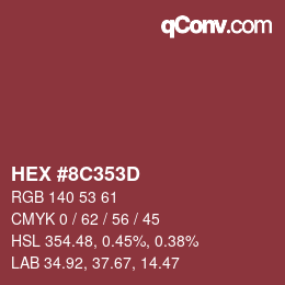 Color code: HEX #8C353D | qconv.com