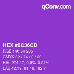 颜色代码: HEX #8C36CD | qconv.com