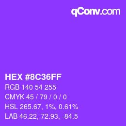 Color code: HEX #8C36FF | qconv.com