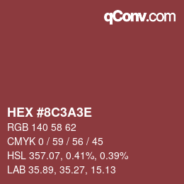 Color code: HEX #8C3A3E | qconv.com