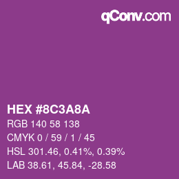 Color code: HEX #8C3A8A | qconv.com
