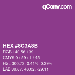 Color code: HEX #8C3A8B | qconv.com