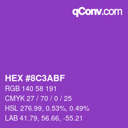 Color code: HEX #8C3ABF | qconv.com