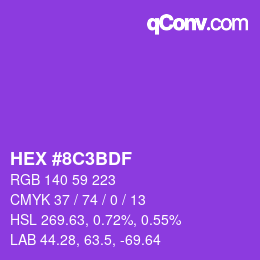 Color code: HEX #8C3BDF | qconv.com