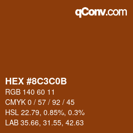 Color code: HEX #8C3C0B | qconv.com