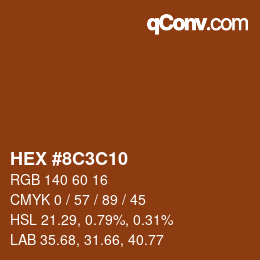 Color code: HEX #8C3C10 | qconv.com