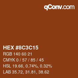 Color code: HEX #8C3C15 | qconv.com