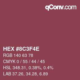 Color code: HEX #8C3F4E | qconv.com