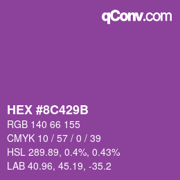 Color code: HEX #8C429B | qconv.com
