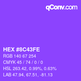 Color code: HEX #8C43FE | qconv.com