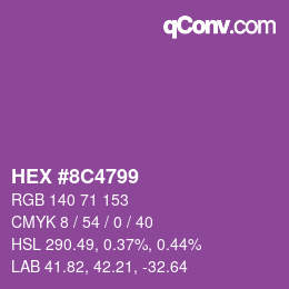 颜色代码: HEX #8C4799 | qconv.com