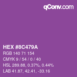 Color code: HEX #8C479A | qconv.com