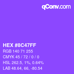 Color code: HEX #8C47FF | qconv.com