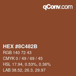 Color code: HEX #8C482B | qconv.com