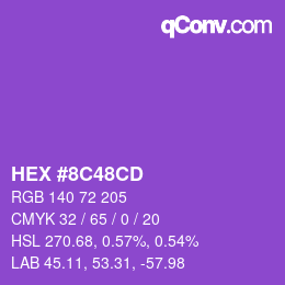 Color code: HEX #8C48CD | qconv.com