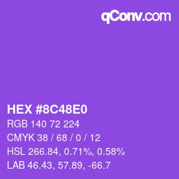 Code couleur: HEX #8C48E0 | qconv.com
