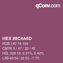 Color code: HEX #8C4A6D | qconv.com