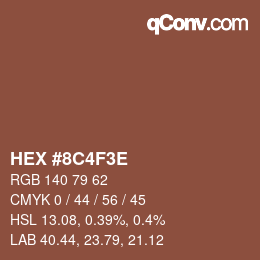 カラーコード: HEX #8C4F3E | qconv.com