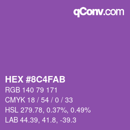 Color code: HEX #8C4FAB | qconv.com
