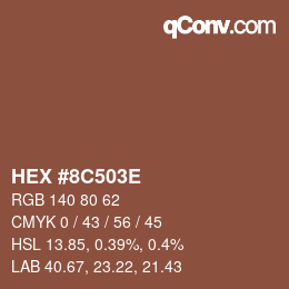 Color code: HEX #8C503E | qconv.com