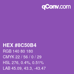 Color code: HEX #8C50B4 | qconv.com
