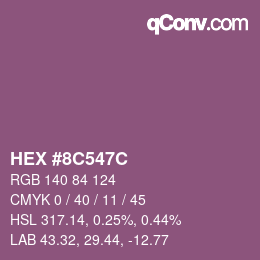 Color code: HEX #8C547C | qconv.com
