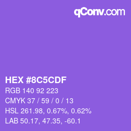 Color code: HEX #8C5CDF | qconv.com