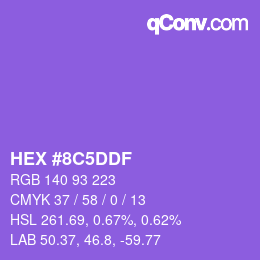 Color code: HEX #8C5DDF | qconv.com