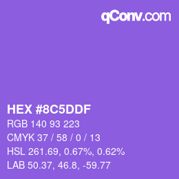 カラーコード: HEX #8C5DDF | qconv.com