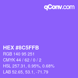 カラーコード: HEX #8C5FFB | qconv.com
