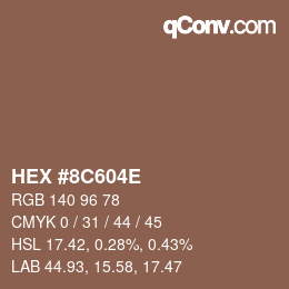 Color code: HEX #8C604E | qconv.com