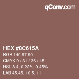 Color code: HEX #8C615A | qconv.com