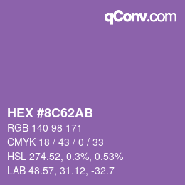 Color code: HEX #8C62AB | qconv.com