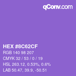 Color code: HEX #8C62CF | qconv.com