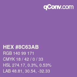 Color code: HEX #8C63AB | qconv.com