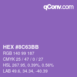 颜色代码: HEX #8C63BB | qconv.com