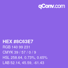 Color code: HEX #8C63E7 | qconv.com