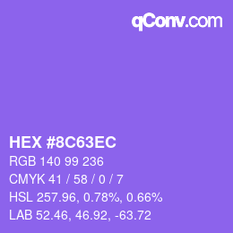 Color code: HEX #8C63EC | qconv.com