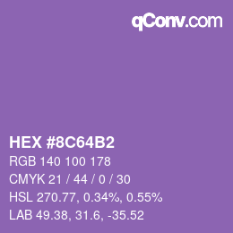 Color code: HEX #8C64B2 | qconv.com