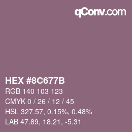 Color code: HEX #8C677B | qconv.com